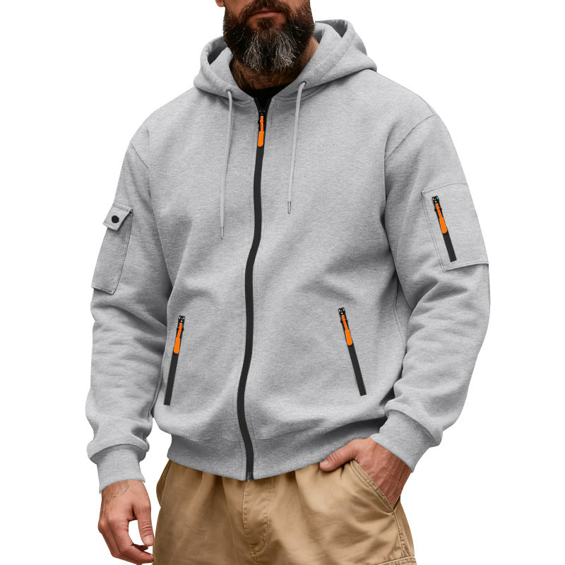 Herren nan funktionale Kapuzen-Sweatjacke mit durchgehendem Reißverschluss und Armtasche Echo Archiv