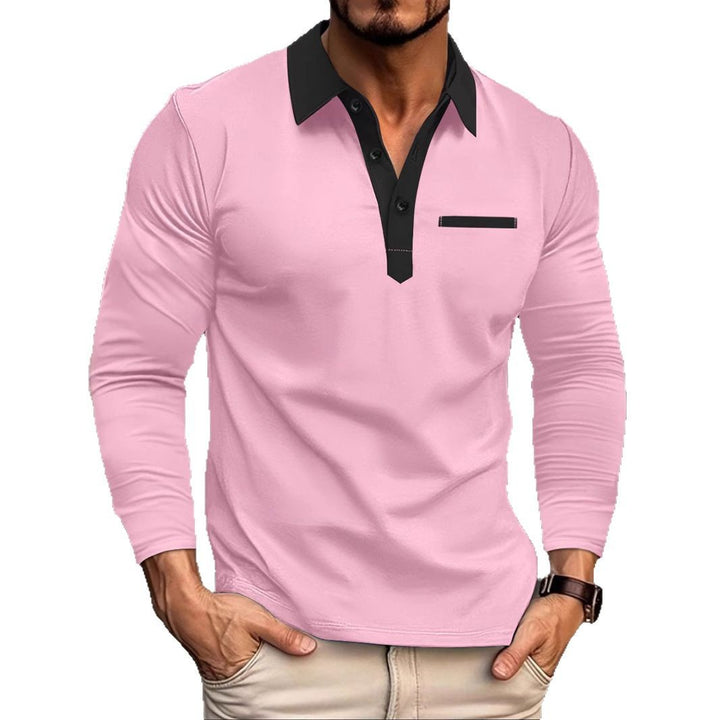 Herren Langarm Poloshirt mit kontrastierendem Kragen und moderner Brusttasche Echoarchiv