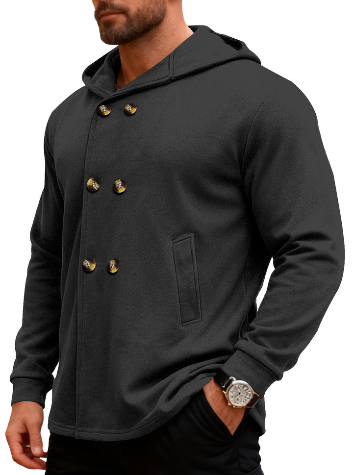 Herren Kapuzensweater mit doppelter Knopfverschluss und seitlichen Taschen Echoarchiv