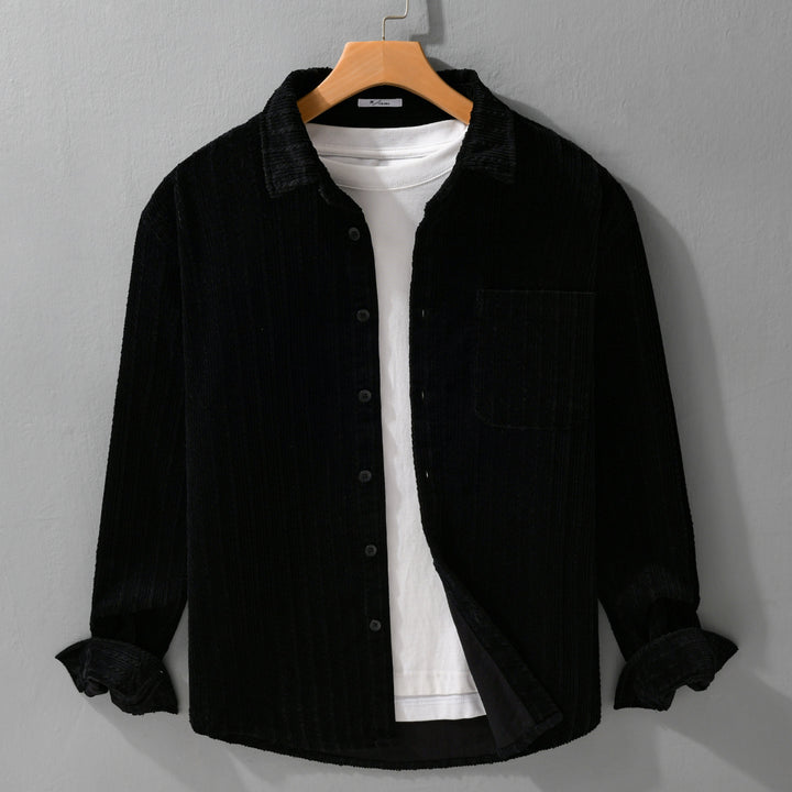Herren Cord-Overshirt mit markanter Rippenstruktur und Brusttasche Echoarchiv
