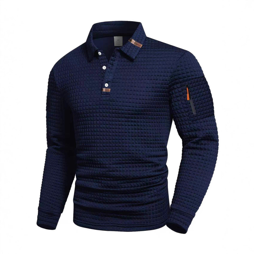 Herren Komfortables und atmungsaktives Langarm-Poloshirt Echoarchiv