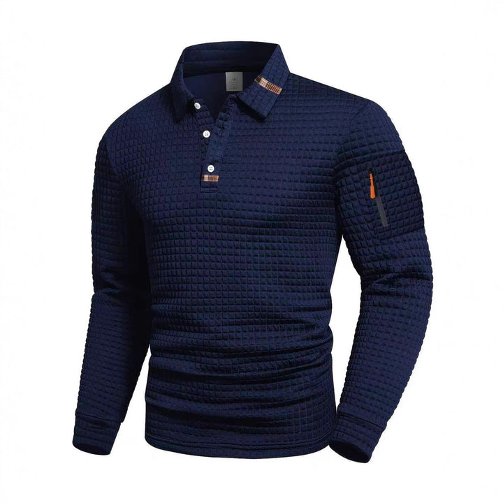 Herren Komfortables und atmungsaktives Langarm-Poloshirt Echoarchiv