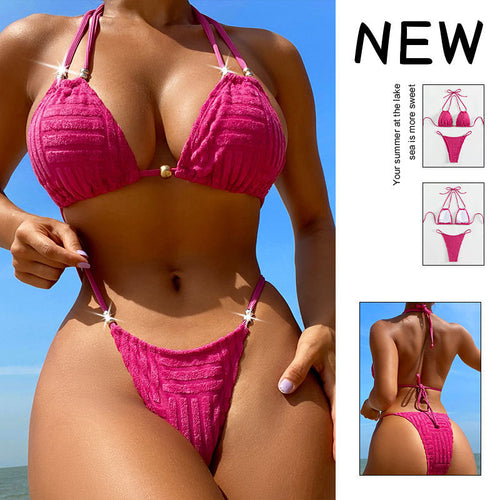 Damen Triangel-Bikini mit strukturierter Oberfläche und verstellbaren Trägern Echo Archiv
