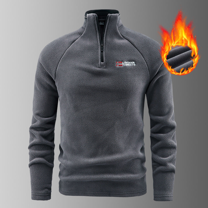 Herren wärmender Mikrofleece-Pullover mit halbem Reißverschluss, ergonomischen Raglanärmeln und gemütlicher Innenstruktur – Marzano