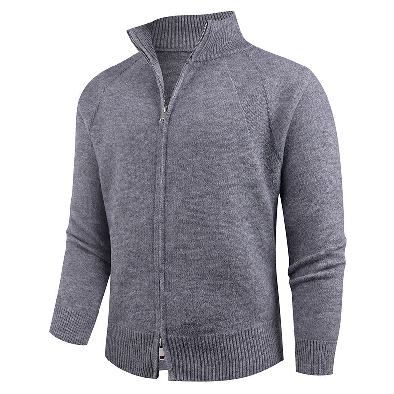 Herren hochwertige Strickjacke mit modernem Reißverschluss und hochgezogenem Kragen Echoarchiv