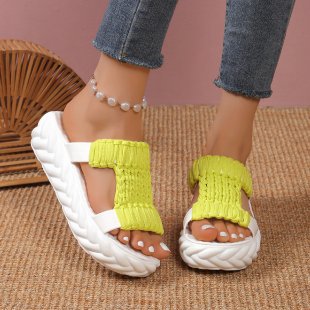 Damen nan handgewebte geflochtene Plateau-Sandalen mit ergonomischer Polstersohle Echo Archiv