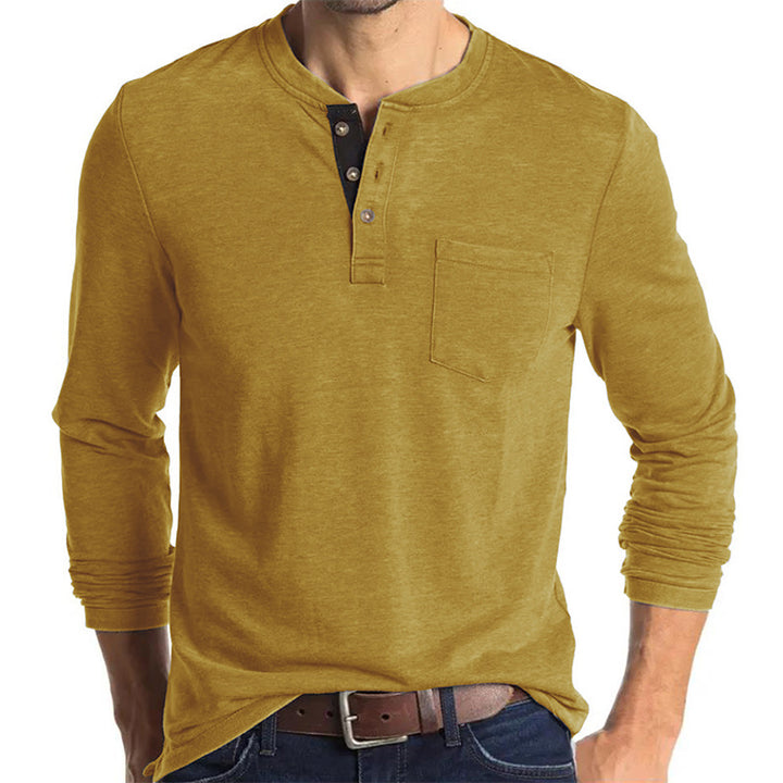 Herren Langarm-Henley-Shirt mit modischen Knopfdetails Echoarchiv