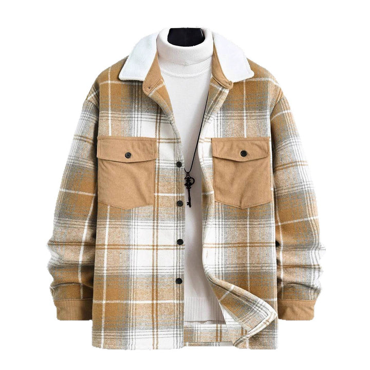 Herren Karo-Flanelljacke mit zwei Brusttaschen und weichem Kragen Echoarchiv