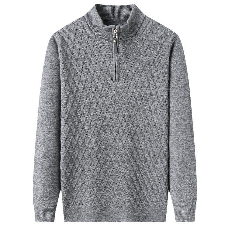 Herren Strickpullover mit modernem Rautenmuster und Reißverschluss Echoarchiv