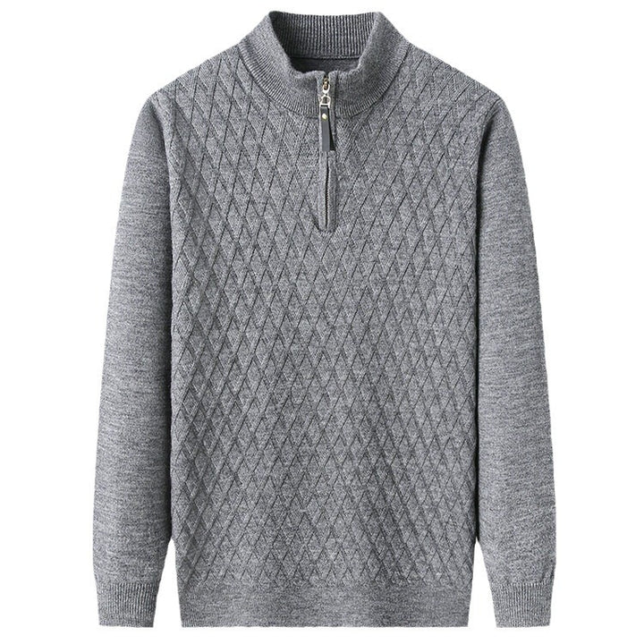 Herren Strickpullover mit modernem Rautenmuster und Reißverschluss Echoarchiv