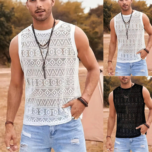 Herren Ärmelloses Netzshirt mit strukturiertem Design Echoarchiv