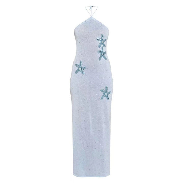 Damen elegantes Maxikleid mit schimmerndem Strickmuster Echo Archiv