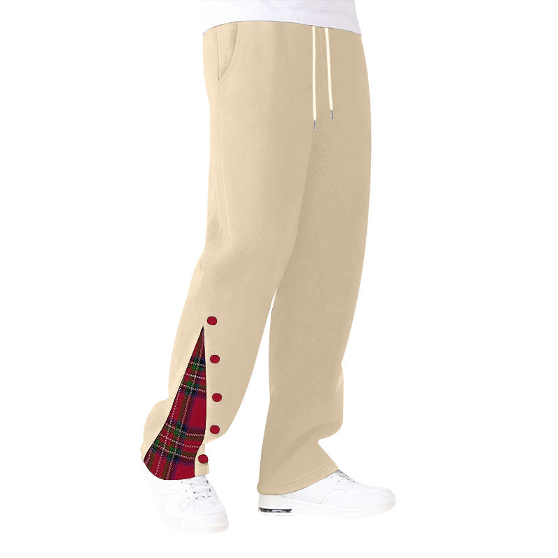Herren lässige Freizeithose mit Knopfdetails und modernem Karomuster Echoarchiv