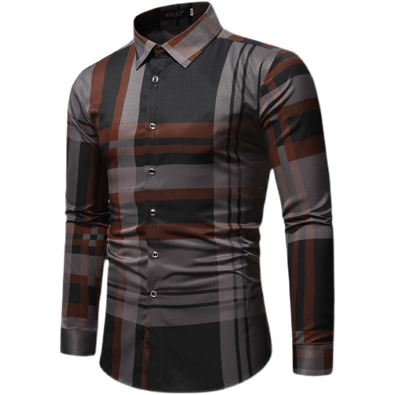 Herren Langarmhemd mit modernem Kariert Design und Slim-Fit Schnitt Echoarchiv