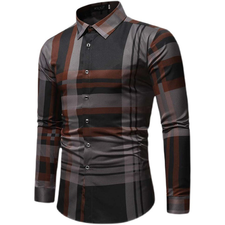 Herren Langarmhemd mit modernem Kariert Design und Slim-Fit Schnitt Echoarchiv