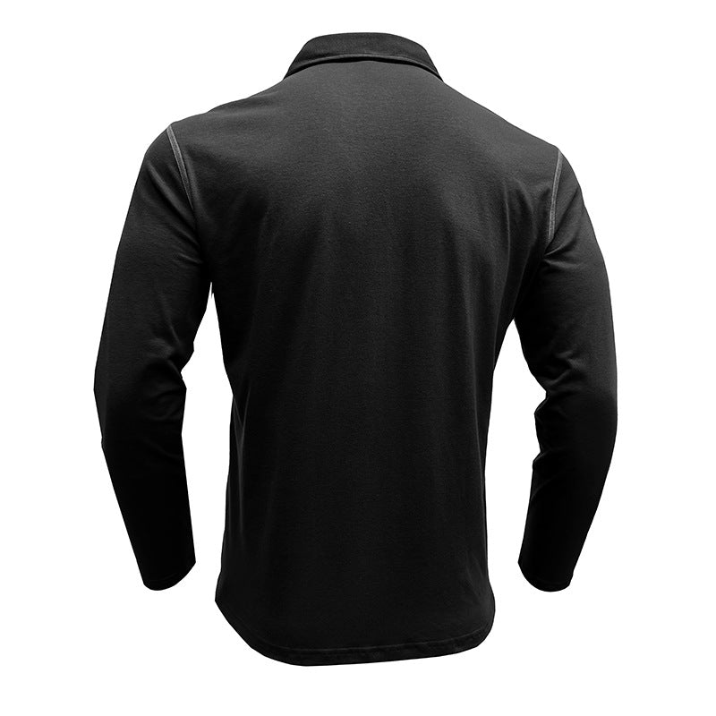 Herren Langarm-Poloshirt mit modischen Kontrastnähte und Brusttasche Echoarchiv