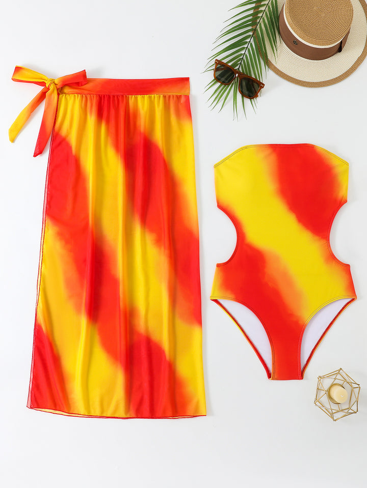 Damen asymmetrisches Strandkleid mit passendem Badeanzug Echo Archiv