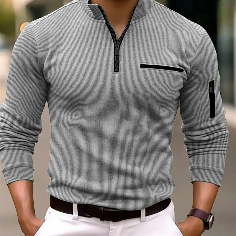 Herren Sportliches Langarm-Zip-Shirt Echoarchiv