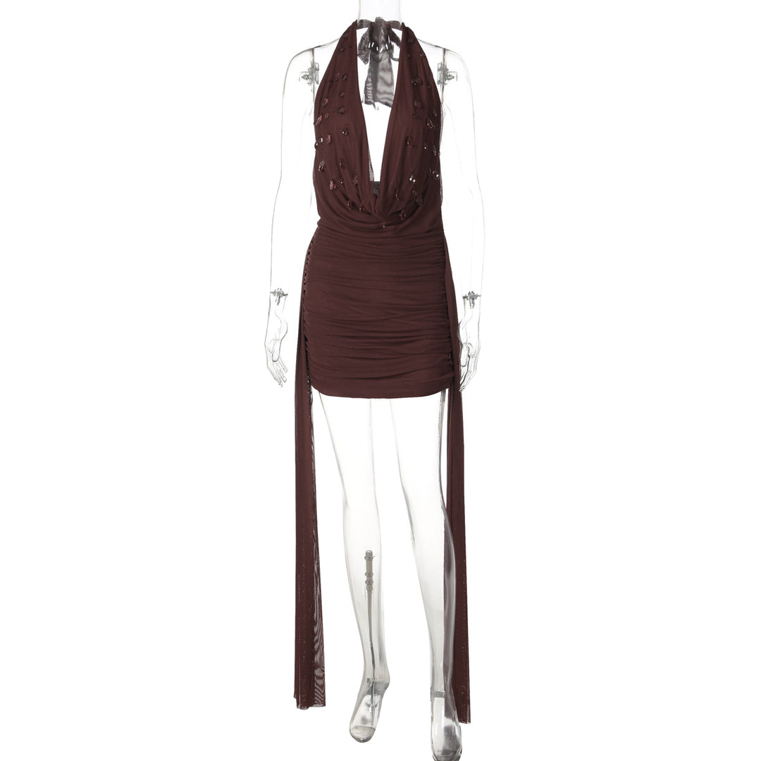 Damen Mini-Kleid mit raffiniertem Drapé und tiefem V-Ausschnitt Echo Archiv