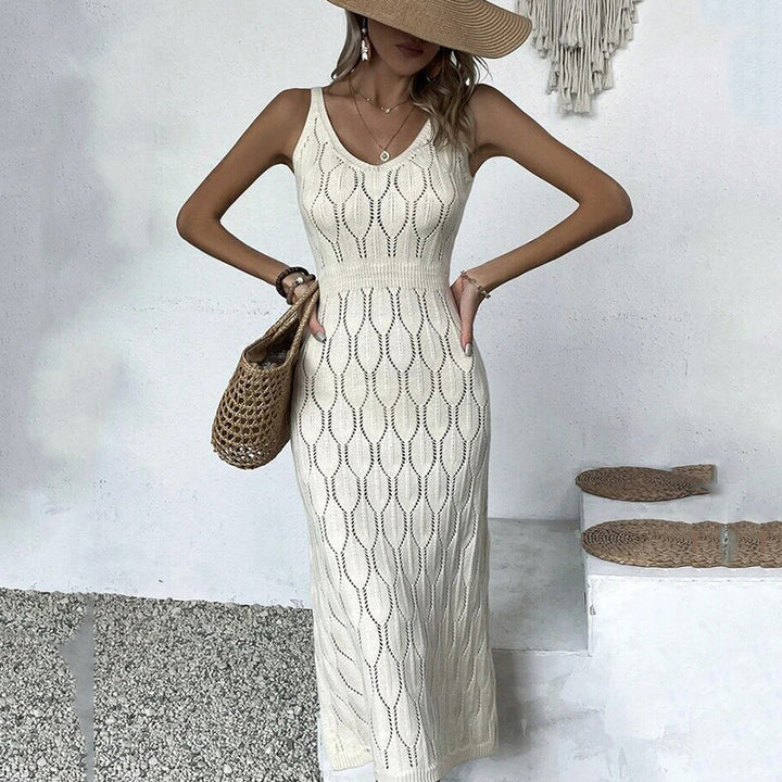 Damen gehäkeltes Midi-Kleid mit raffiniertem Mustermix Echo Archiv
