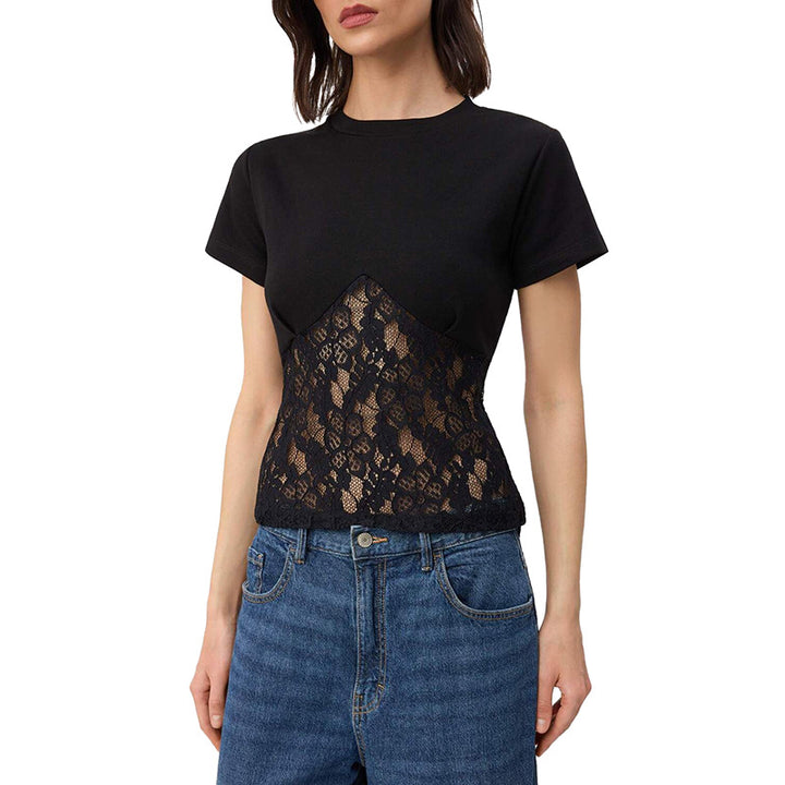 Damen Elegantes Oberteil aus Spitze und Jersey Echo Archiv