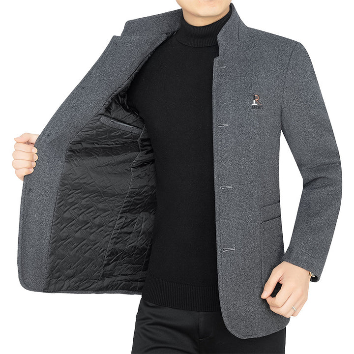 Herren Eleganter Wollmix-Kurzmantel im Mandarin-Kragen mit gesteppter Thermo-Innenfütterung – Montevé
