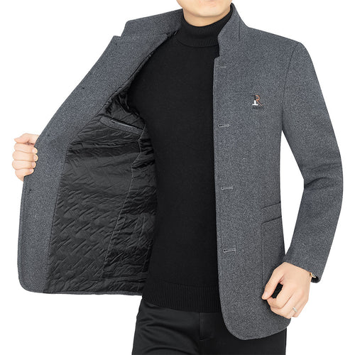Herren Eleganter Wollmix-Kurzmantel im Mandarin-Kragen mit gesteppter Thermo-Innenfütterung – Montevé
