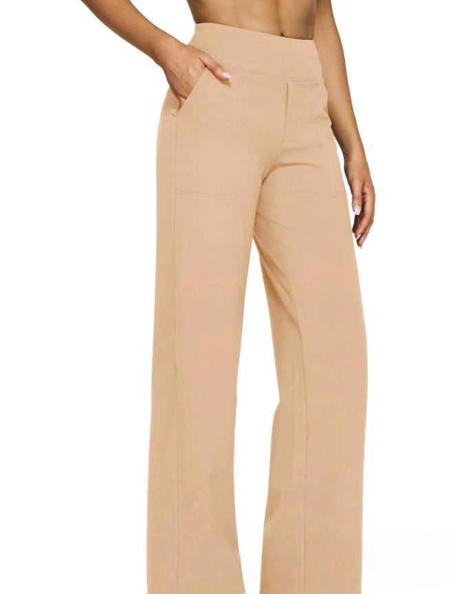 Damen Palazzo Yoga-Hosen mit hohem Bund, weitem Bein und Seitentaschen – Avélisse