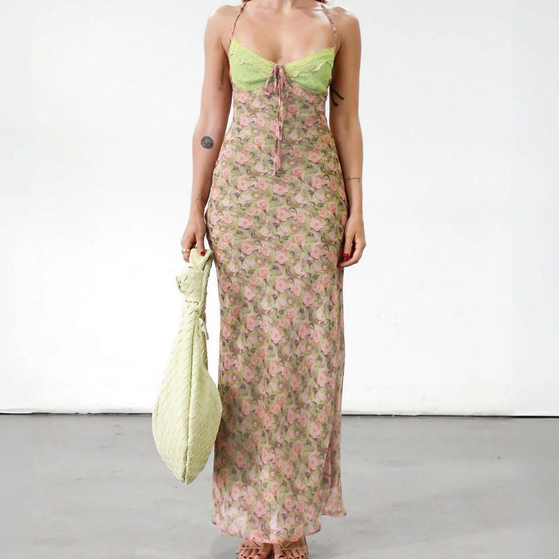 Damen Maxikleid mit elegantem Blumenmuster und raffinierten Trägerdetails Echo Archiv
