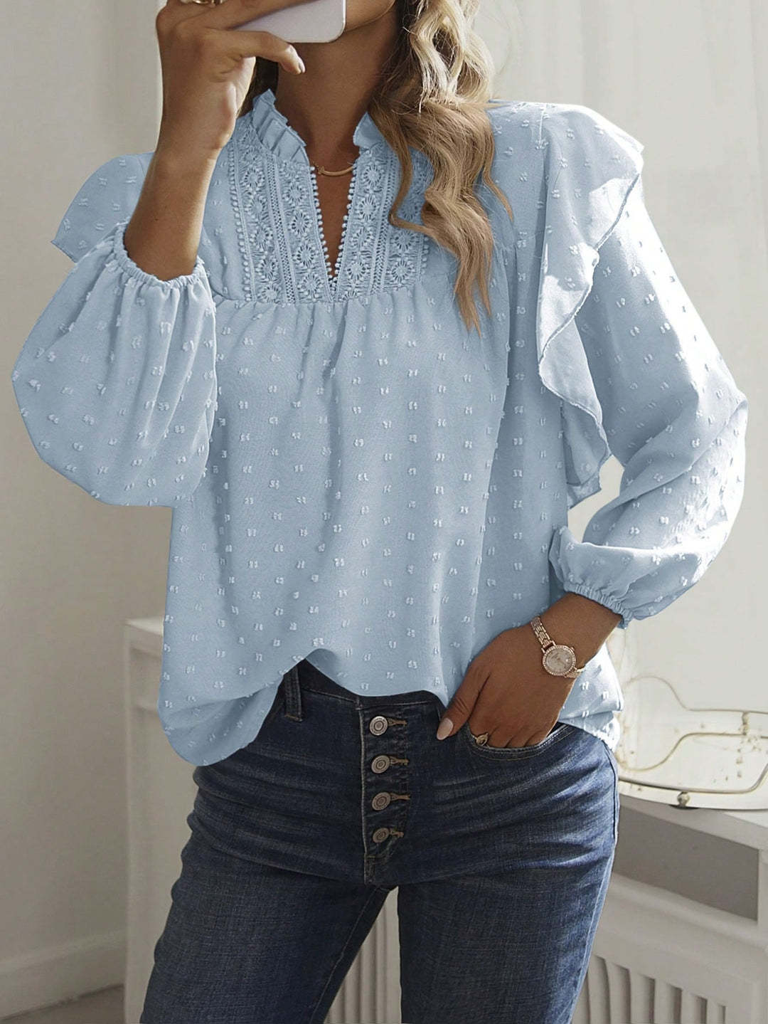 Damen Verspielte Rüschenbluse Echo Archiv