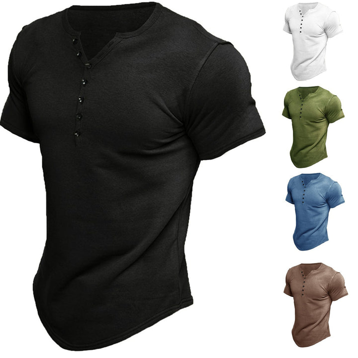 Herren Freizeit Kurzarm Henley T-Shirt Echoarchiv