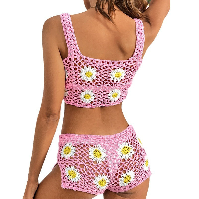 Damen Häkel-Bikini-Set mit verspieltem Blumendesign und raffiniertem Schnitt Echo Archiv