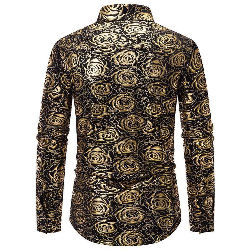 Herren Langarmhemd mit floralem Gold-Design Echoarchiv