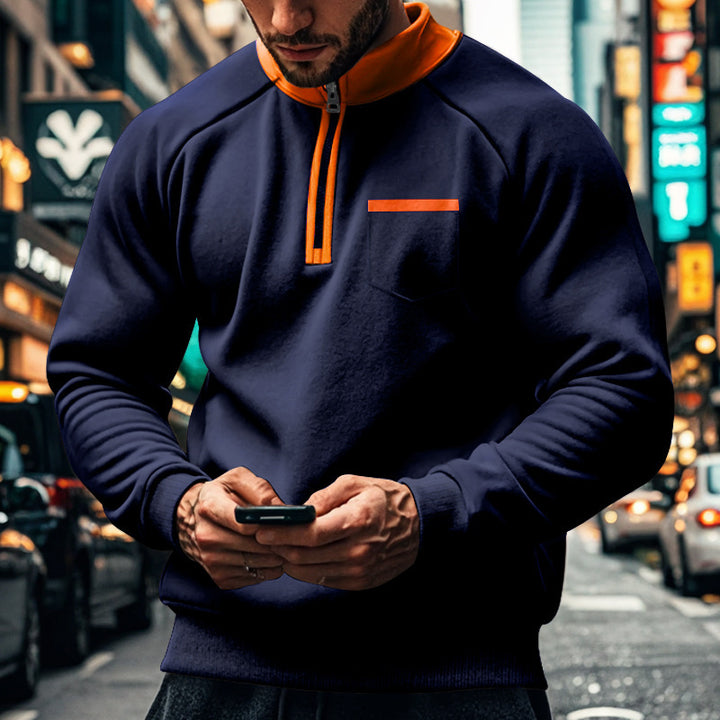 Herren Sweatshirt mit Stehkragen und Reißverschluss Echoarchiv