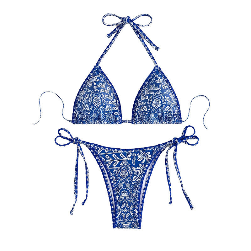 Damen Triangel-Bikini-Set mit verspielten Schleifen und floralem Design Echo Archiv