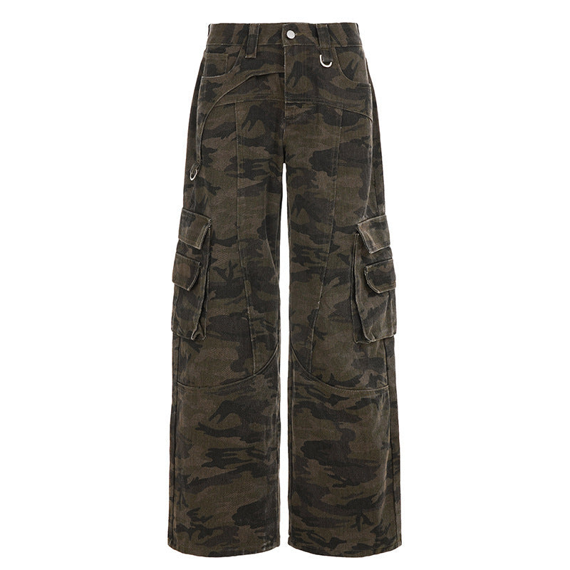 Damen High-Waist Oversized Cargo-Cordhose mit Multi-Pocket und D-Ring – Avélisse