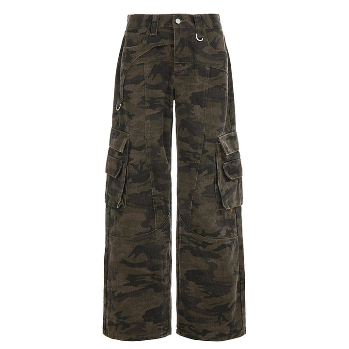 Damen High-Waist Oversized Cargo-Cordhose mit Multi-Pocket und D-Ring – Avélisse