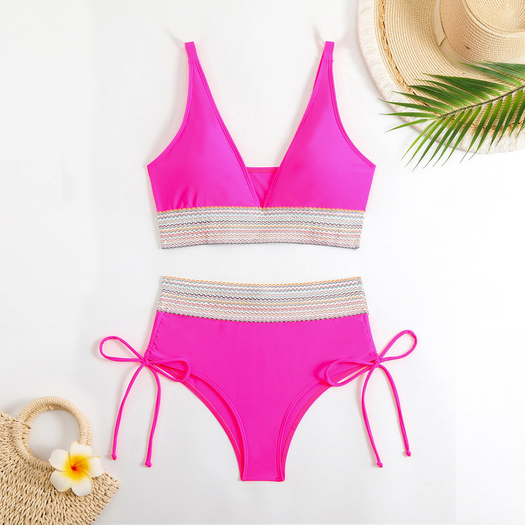 Damen Hochgeschnittener Bikini mit verstellbaren Bindebändern Echo Archiv