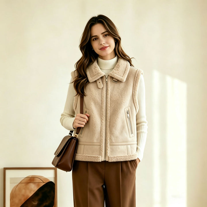 Damen Modische und kuschelige Fleece Weste Echo Archiv