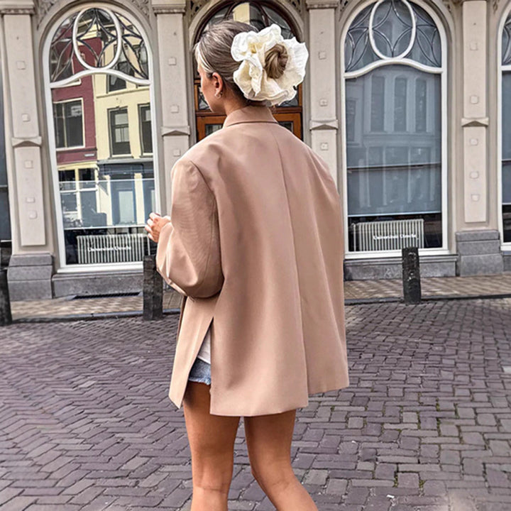 Damen Oversize-Blazer mit kastiger Silhouette, verdeckter Verschluss und Pattentaschen Echoarchiv