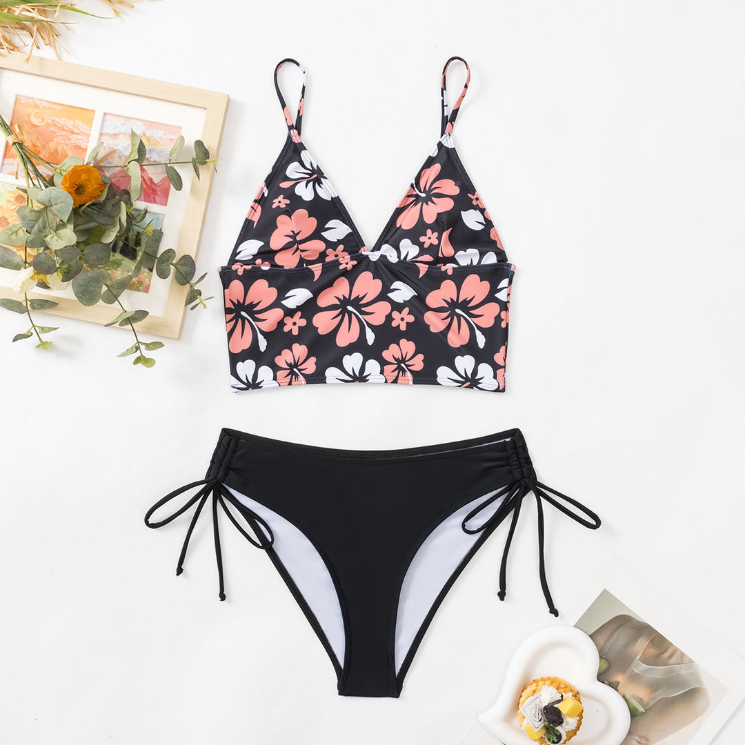Damen Sportlicher Bikini mit verspieltem Blumenmuster Echo Archiv