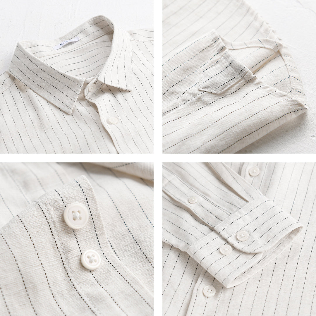 Herren Leichtes Nadelstreifen-Overshirt aus Leinen-Baumwollmix Echoarchiv