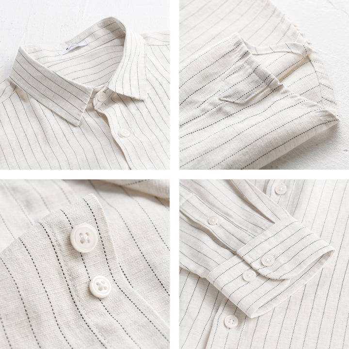 Herren Leichtes Nadelstreifen-Overshirt aus Leinen-Baumwollmix Echoarchiv