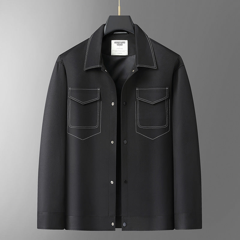 Herren Hemdjacke aus Lederoptik mit aufgesetzten Brusttaschen und Druckknopfleiste Echo Archiv