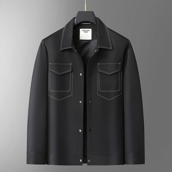 Herren Hemdjacke aus Lederoptik mit aufgesetzten Brusttaschen und Druckknopfleiste Echo Archiv