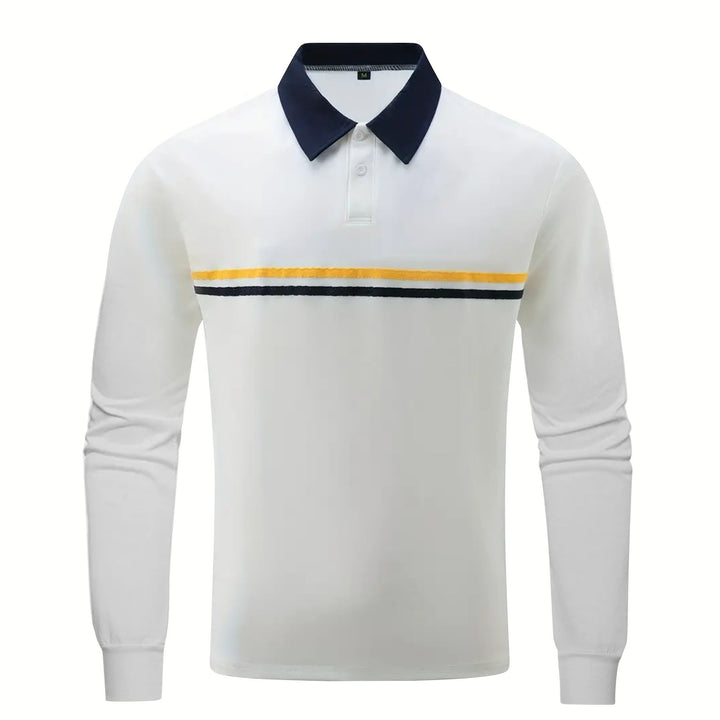 Herren Langarm-Polohemd mit eleganten Kontrastdetails Echoarchiv