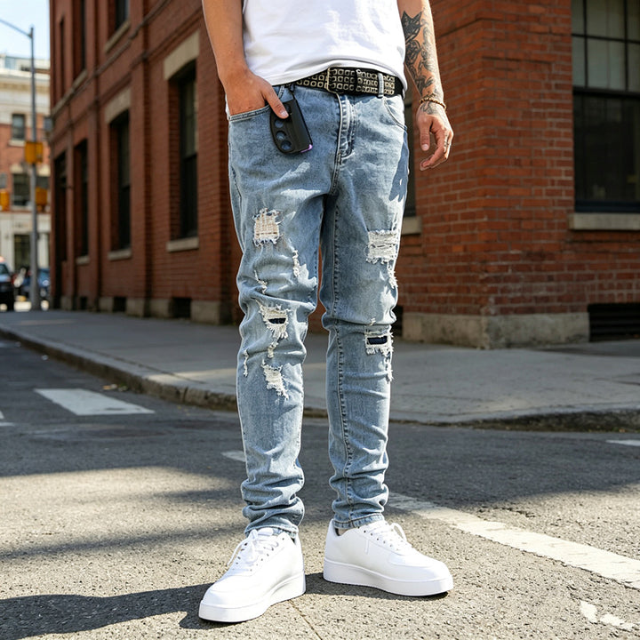 Herren Enganliegende Ripped Jeans Echoarchiv