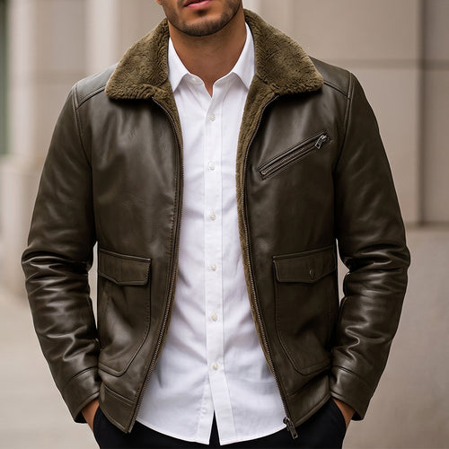 Herren Elegante Kunstlederjacke im Vintage-Stil Echo Archiv