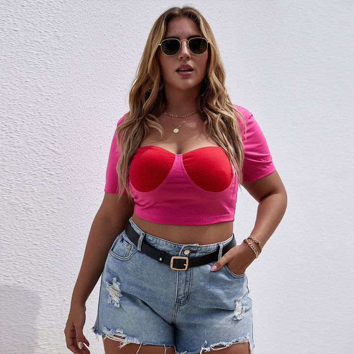 Damen Cropped Top mit raffiniertem Bustier-Design und kurzen Ärmeln Echo Archiv