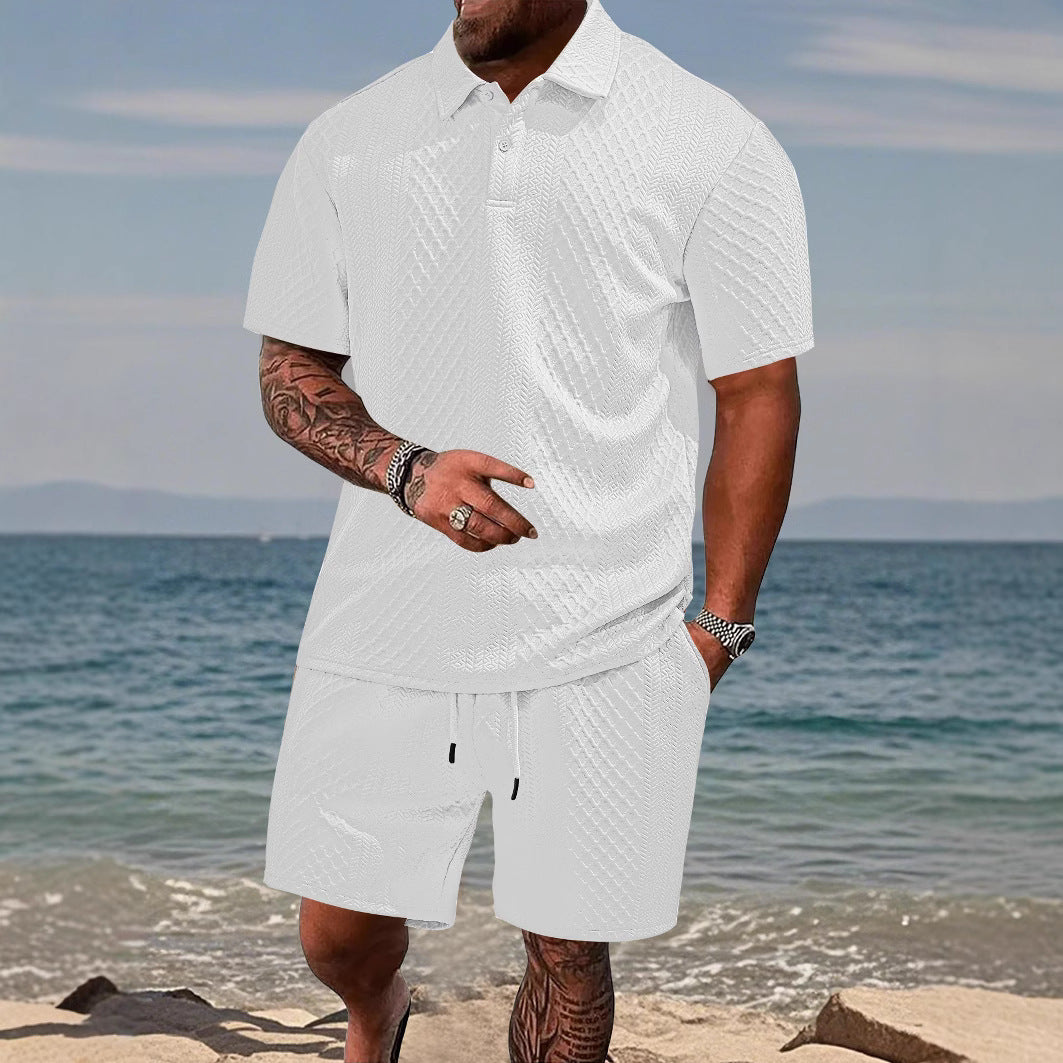 Herren Polo-Shorts-Set im strukturierten Design Echoarchiv